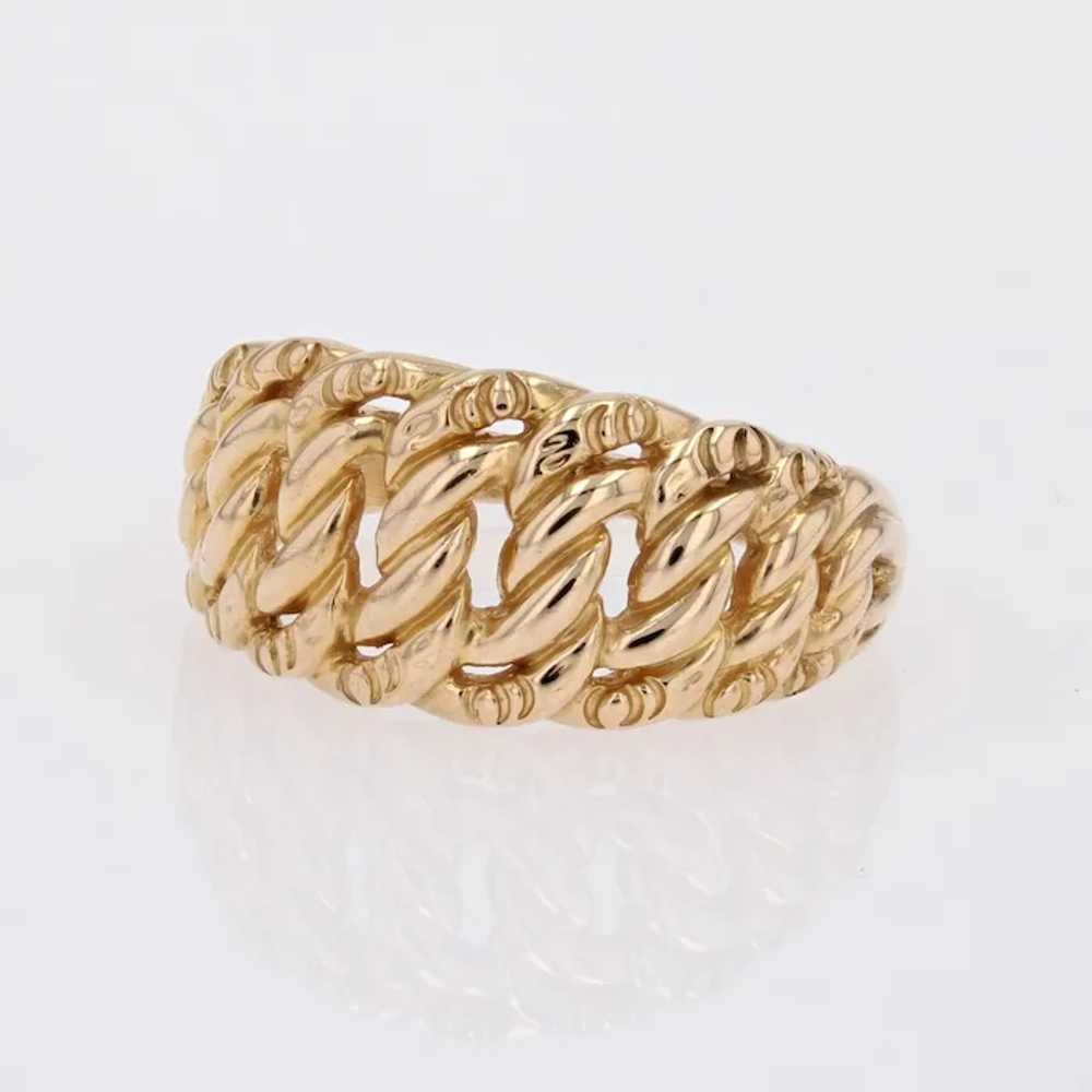 French 1960s 18 Karat Yellow Gold Curb Chain Ring - image 3