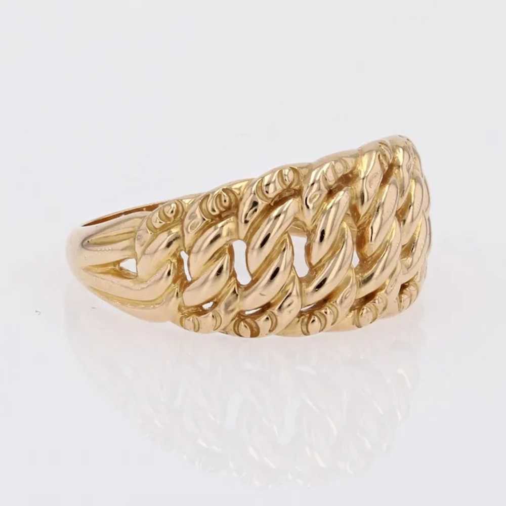 French 1960s 18 Karat Yellow Gold Curb Chain Ring - image 4