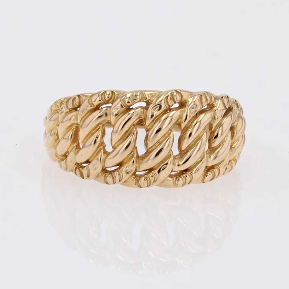 French 1960s 18 Karat Yellow Gold Curb Chain Ring - image 6