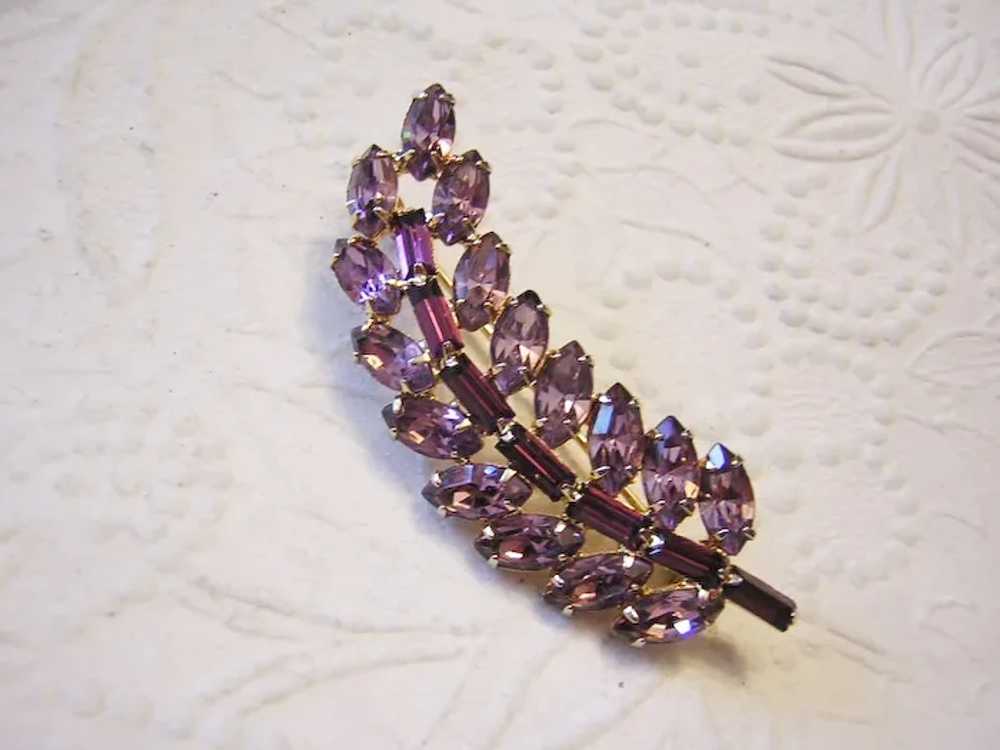 WEISS Purple Marquise Rhinestones FIGURAL Pin & E… - image 6