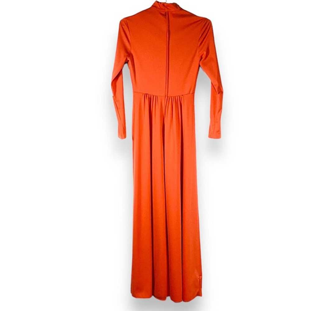 Vintage 1970s Womens Orange Maxi Long Sleeve Stud… - image 5