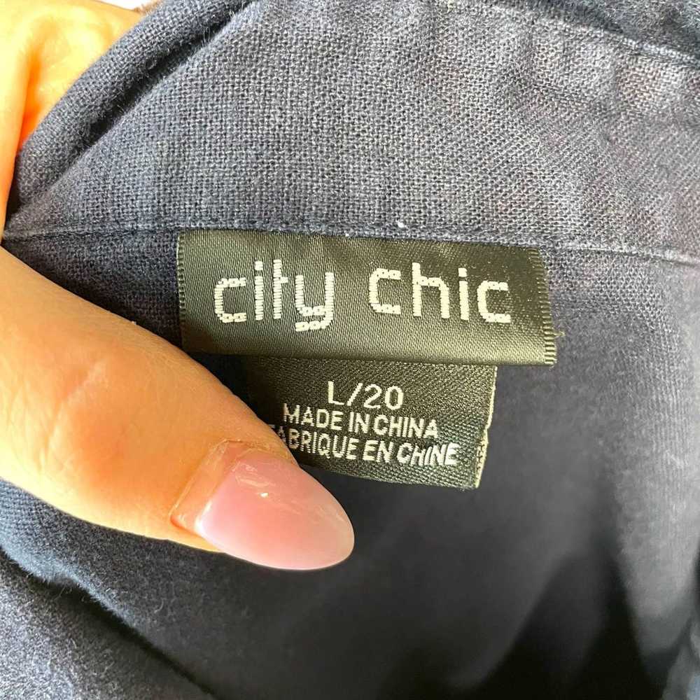 City Chic Shirt Detail Sleeveless Dress Navy Blue… - image 7