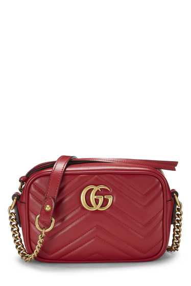 Red Leather GG Marmont Shoulder Bag Mini - image 1