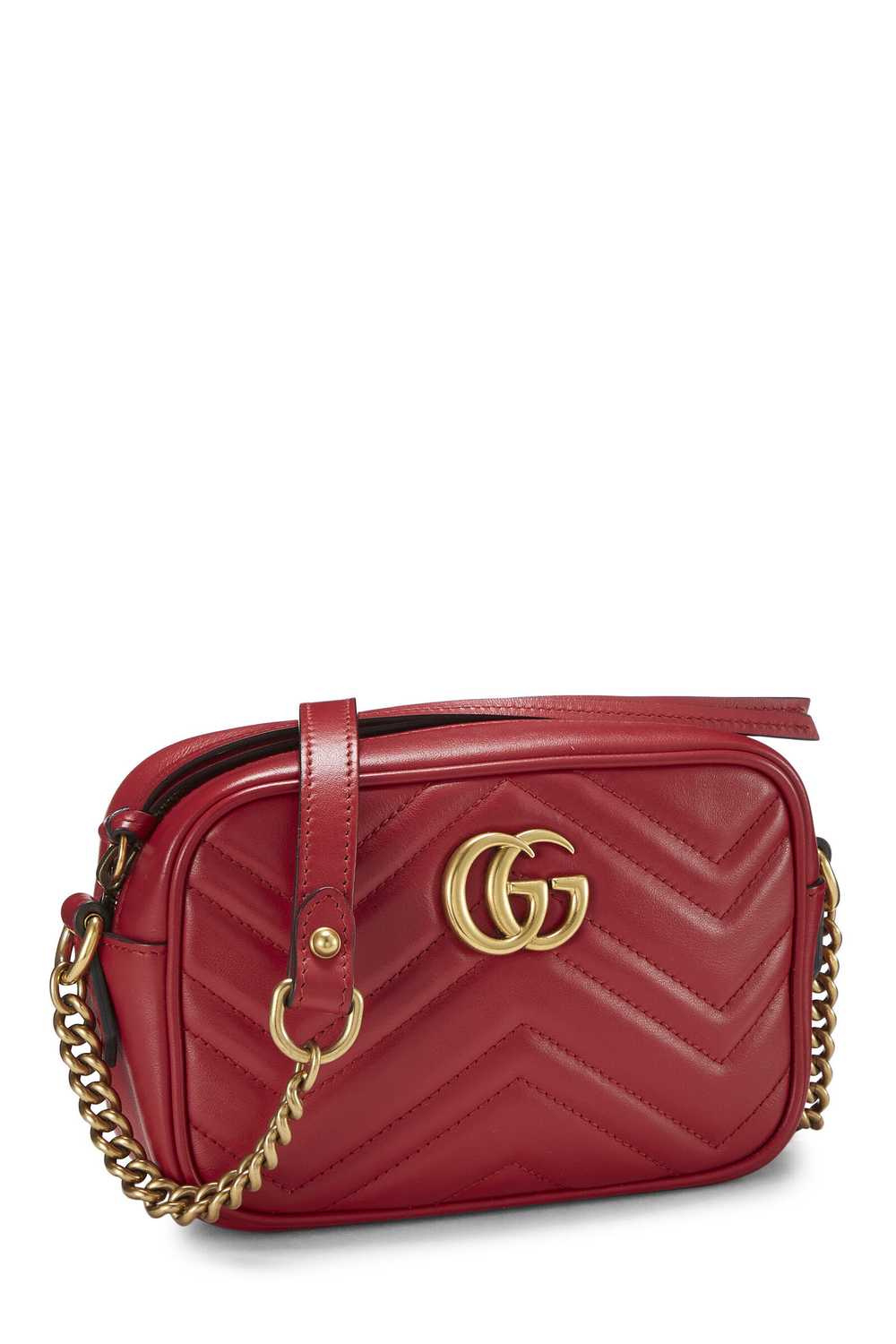 Red Leather GG Marmont Shoulder Bag Mini - image 2