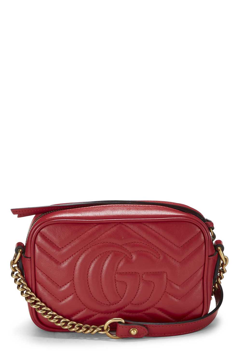 Red Leather GG Marmont Shoulder Bag Mini - image 4
