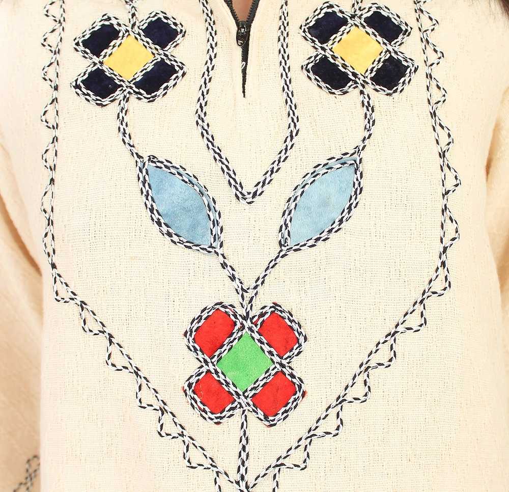 Vintage 60s Cotton + Velvet Floral Tunic // WooDs… - image 8