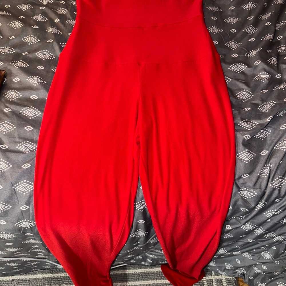 Straplesss Catsuit with Footise In Tiger Red - image 5