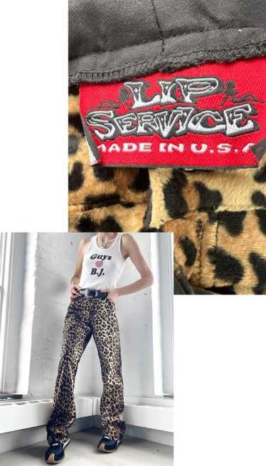 90s faux furry Lip Service leopard flairs