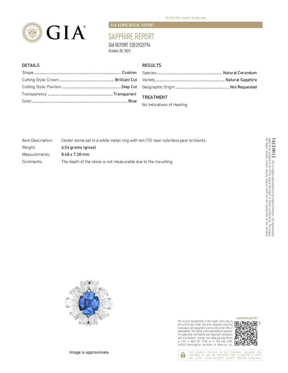 Product Details GIA Certified 3.15ct No Heat Blue… - image 6