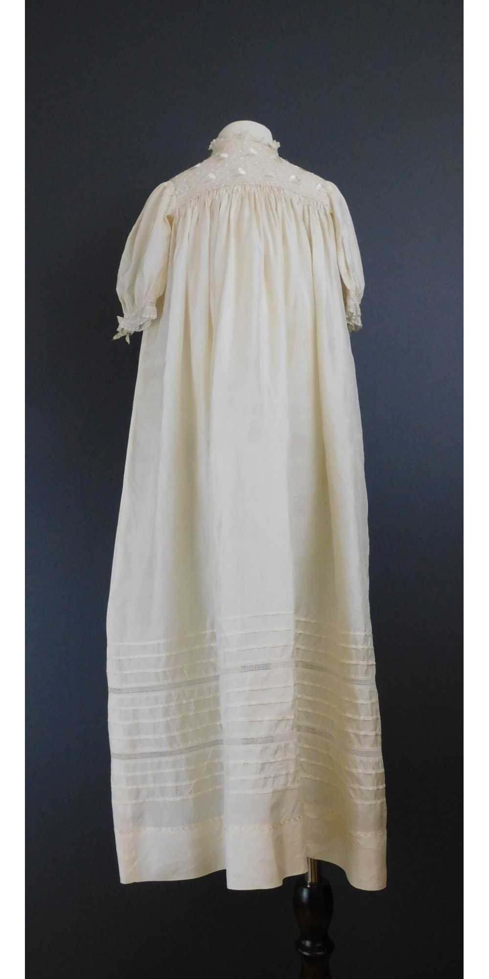 Vintage Ivory Silk Baby Gown, 1950s Long Christen… - image 1