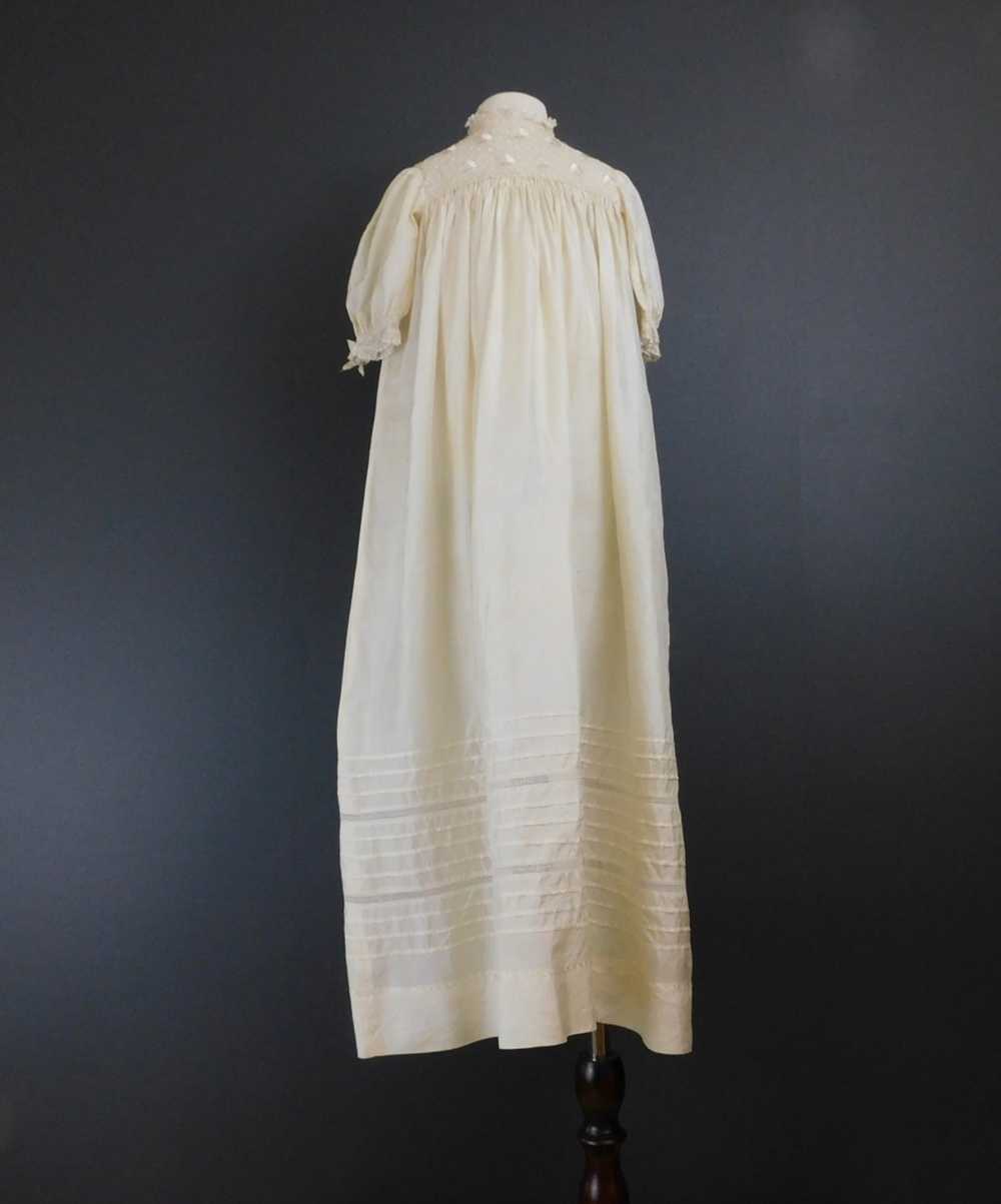 Vintage Ivory Silk Baby Gown, 1950s Long Christen… - image 2