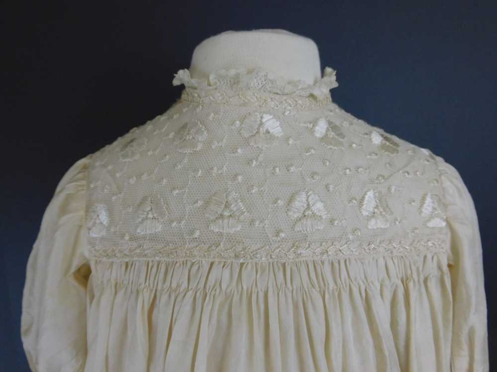 Vintage Ivory Silk Baby Gown, 1950s Long Christen… - image 3