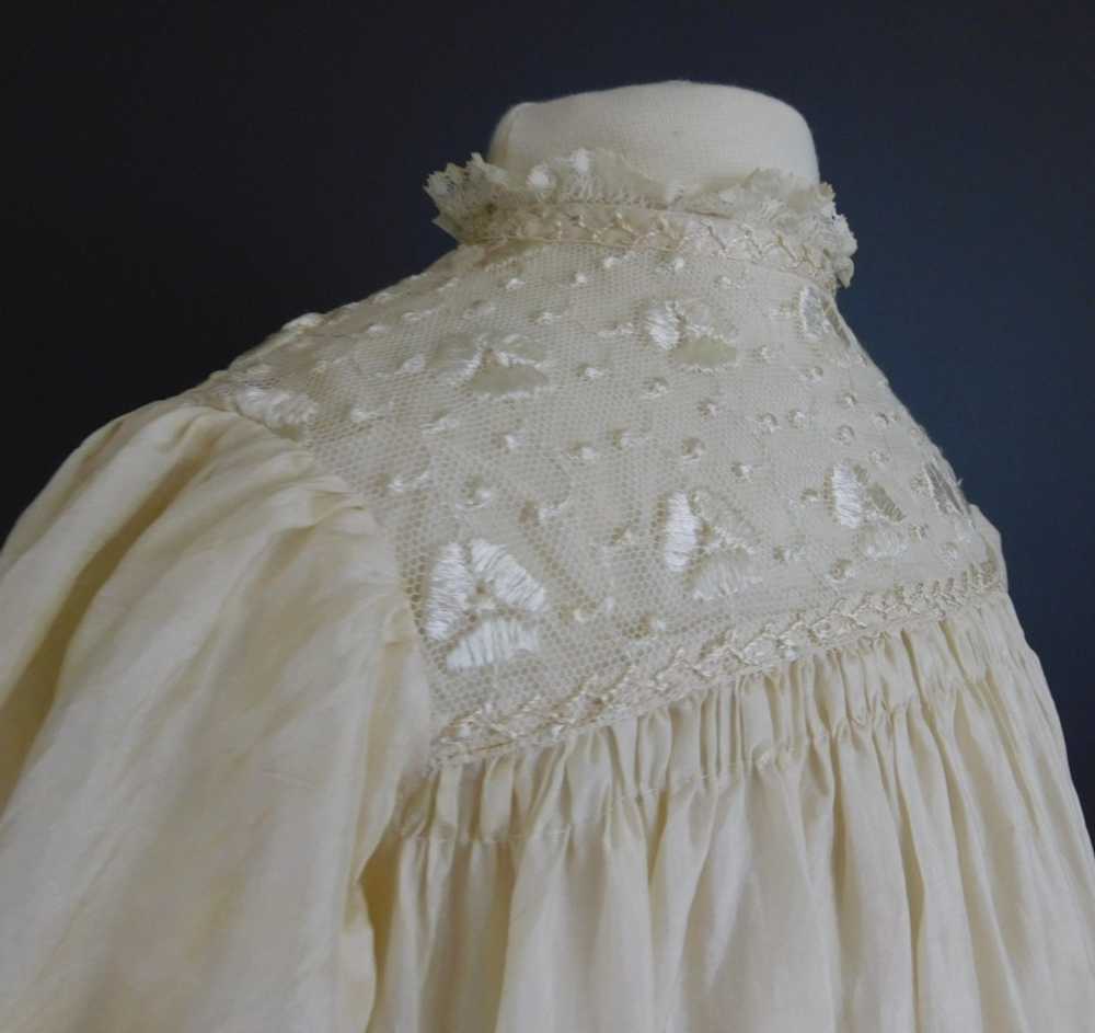 Vintage Ivory Silk Baby Gown, 1950s Long Christen… - image 4
