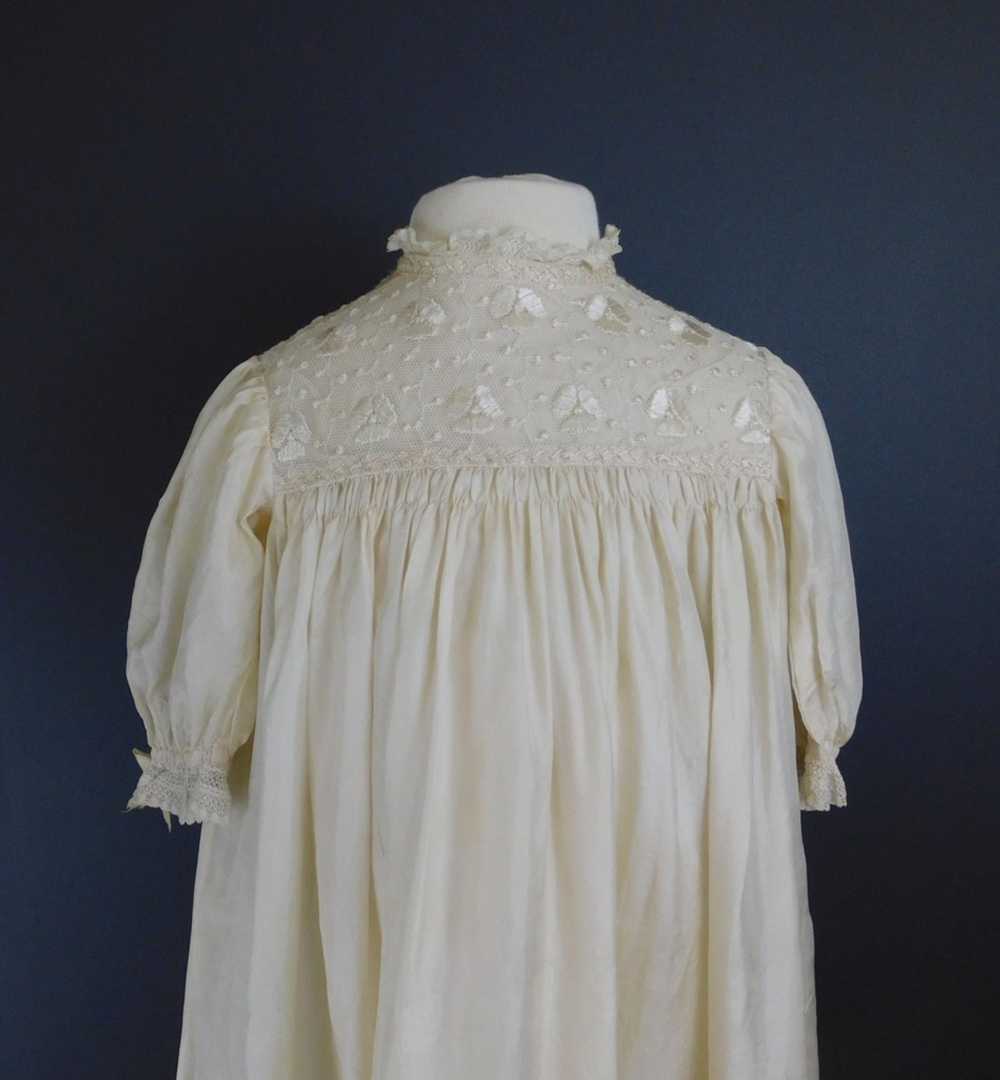 Vintage Ivory Silk Baby Gown, 1950s Long Christen… - image 5