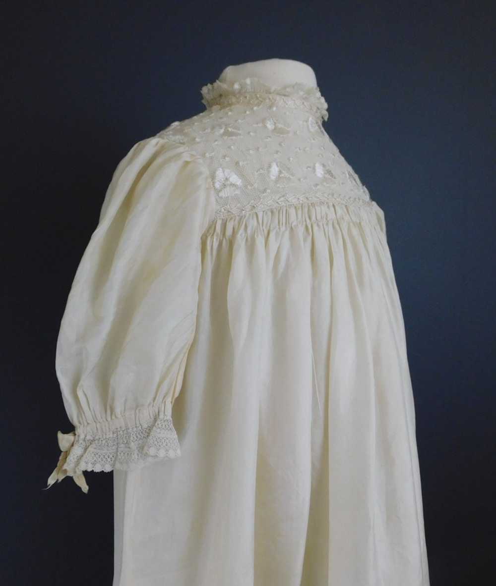 Vintage Ivory Silk Baby Gown, 1950s Long Christen… - image 7
