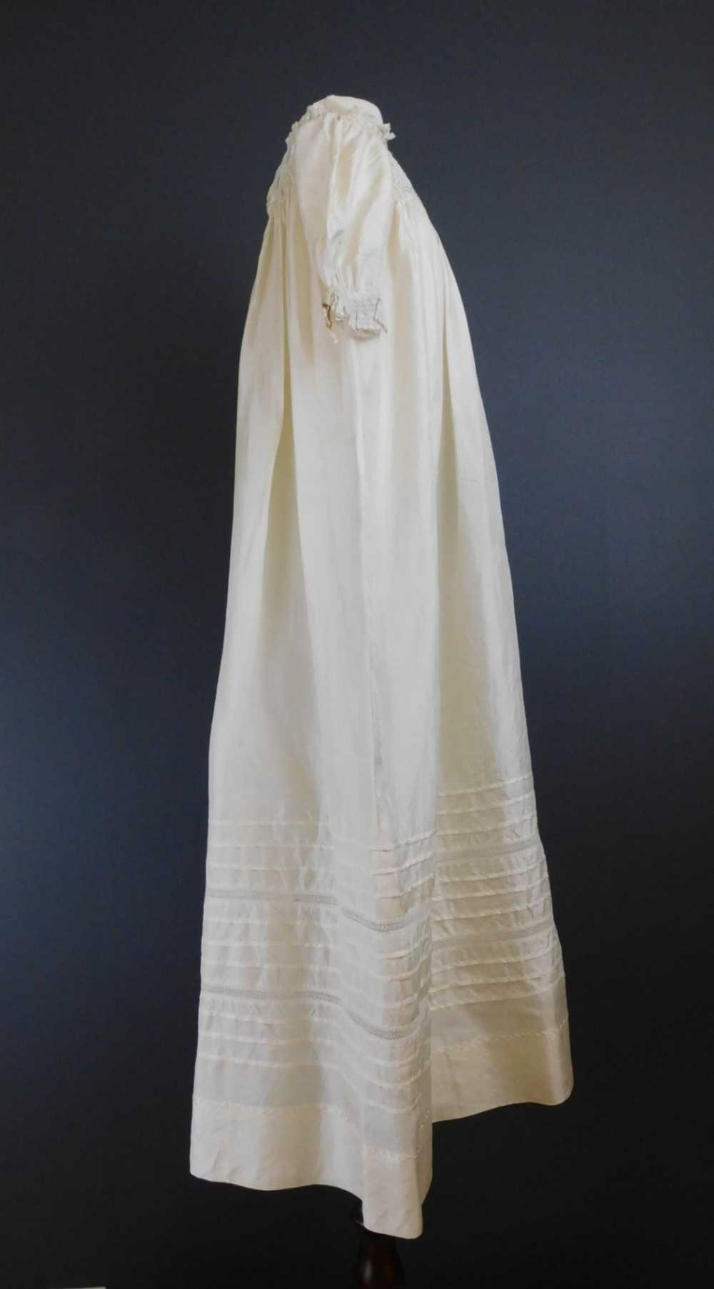 Vintage Ivory Silk Baby Gown, 1950s Long Christen… - image 8