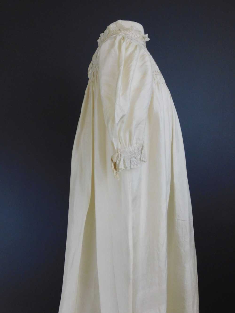 Vintage Ivory Silk Baby Gown, 1950s Long Christen… - image 9