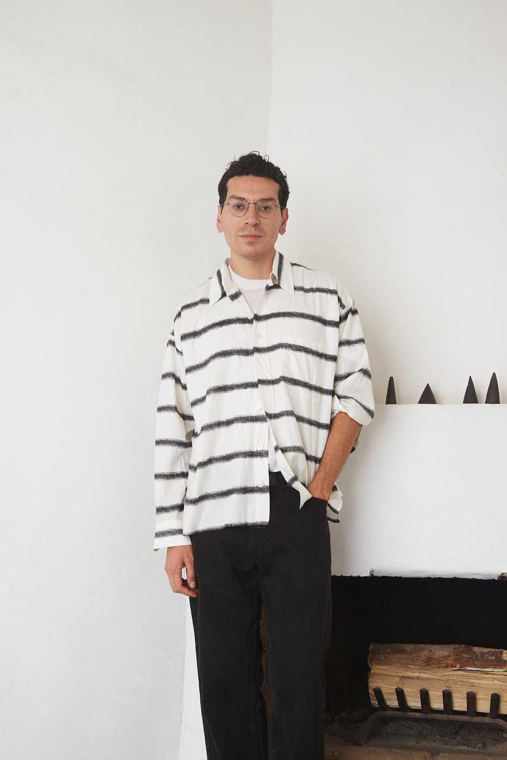 1990s Issey Miyake Striped Button Down - image 1