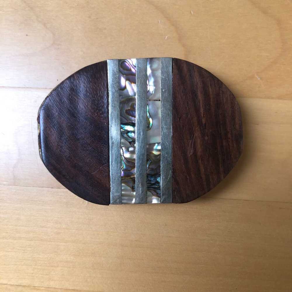 Handmade wood, metal and abalone buckle (One Size… - image 1