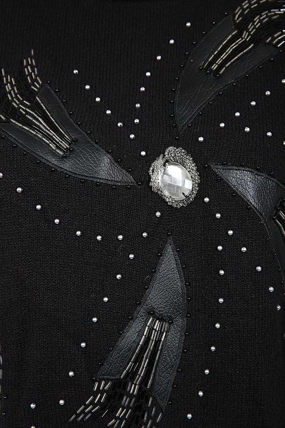 Vintage Black Embellished & Beaded Sweater Select… - image 3