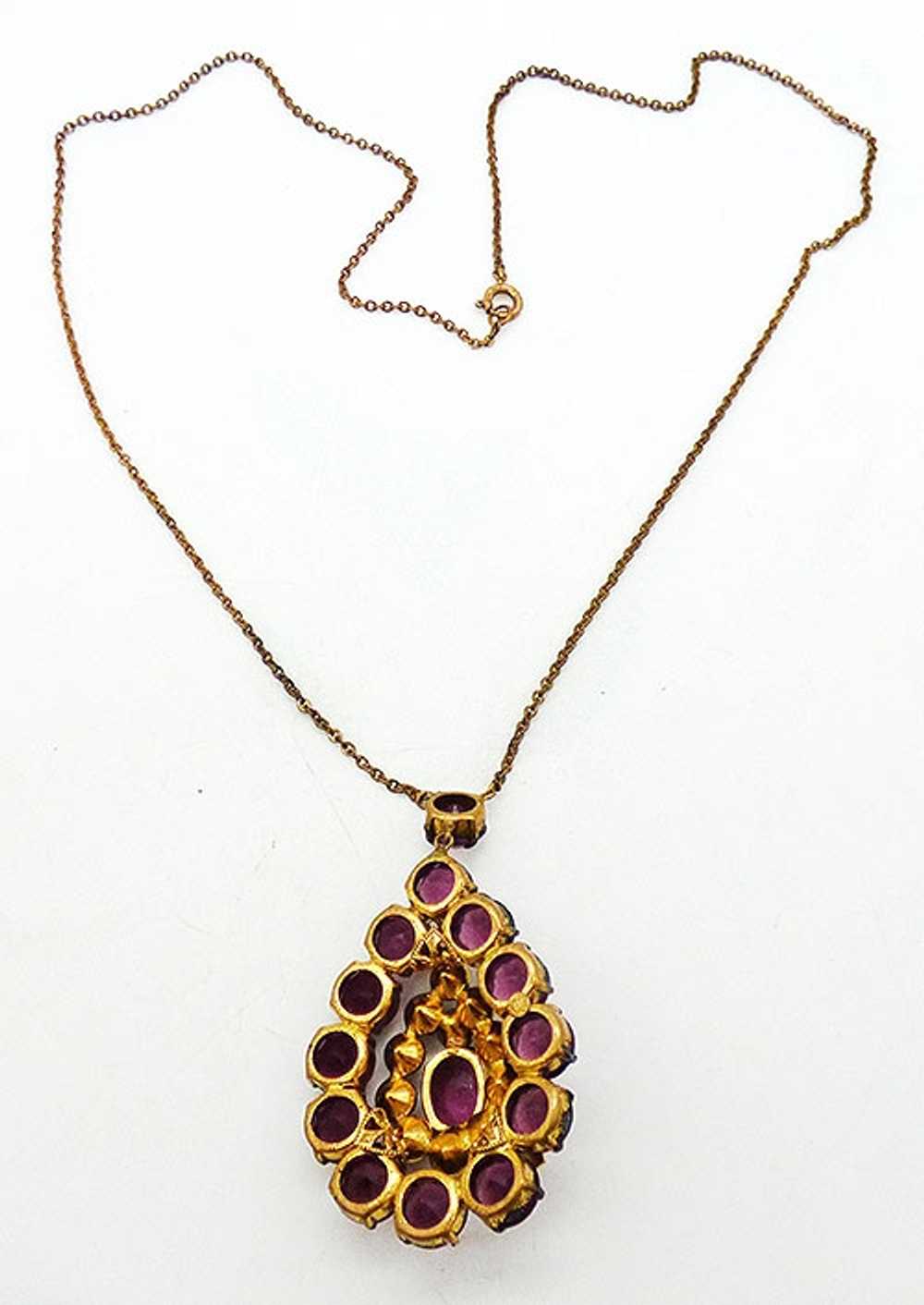 Czech Amethyst Rhinestone Teardrop Necklace - image 3