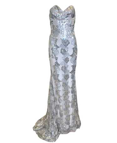 Lorena Sarbu Red Carpet Y2K Silver Sequin Straple… - image 1