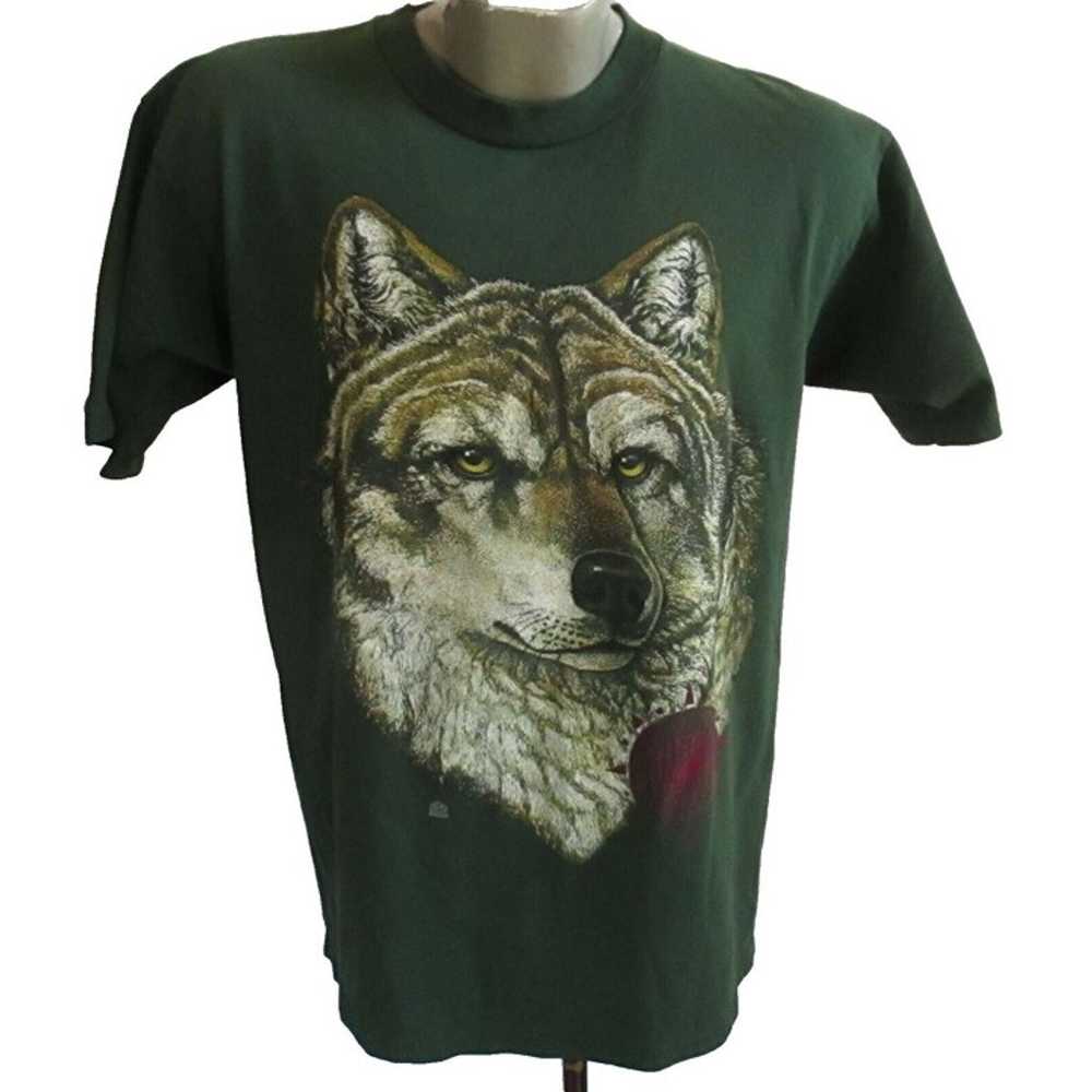 Vintage T-shirt Large Wolf Face Jerzees T-Shirt L… - image 1