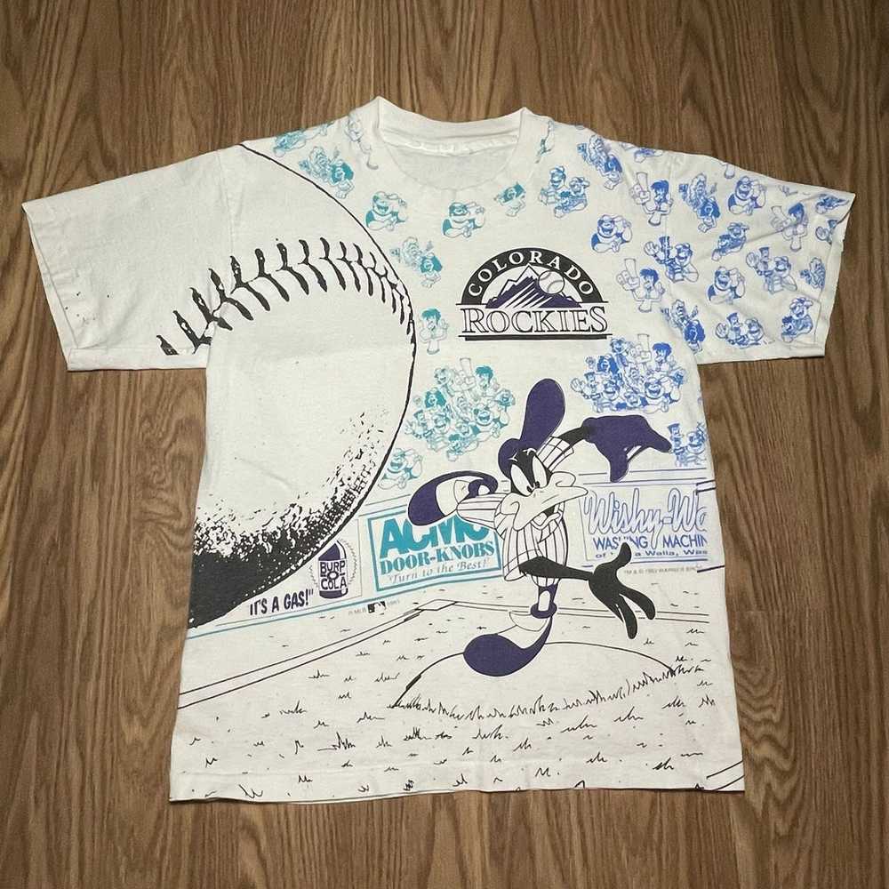 Vintage AOP Looney Tunes MLB T Shirt Colorado Roc… - image 1