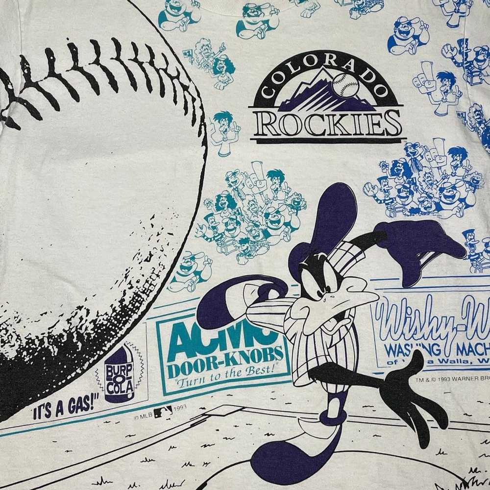 Vintage AOP Looney Tunes MLB T Shirt Colorado Roc… - image 2