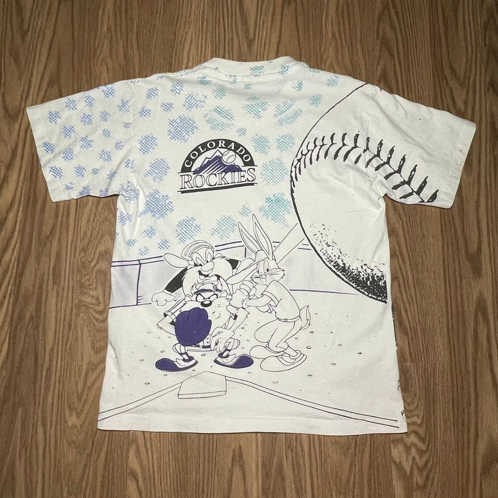 Vintage AOP Looney Tunes MLB T Shirt Colorado Roc… - image 3