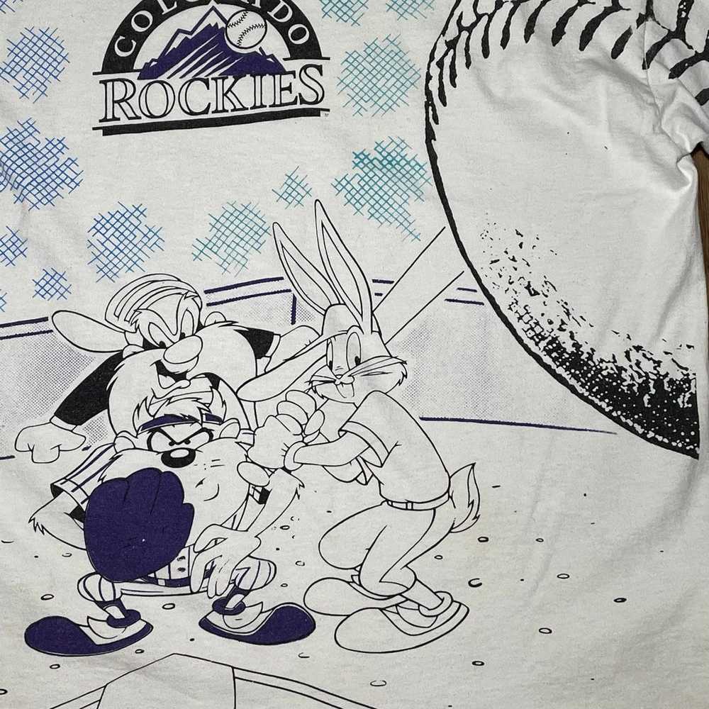 Vintage AOP Looney Tunes MLB T Shirt Colorado Roc… - image 4