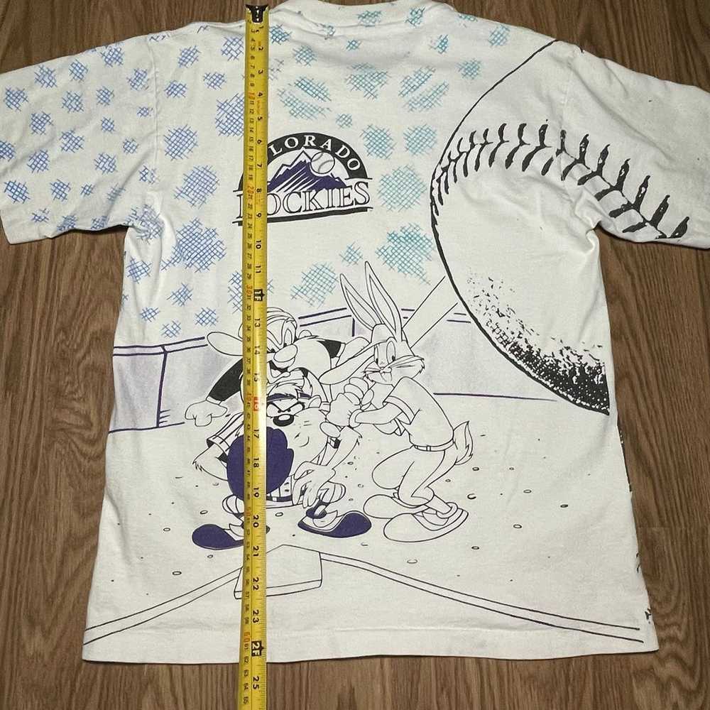 Vintage AOP Looney Tunes MLB T Shirt Colorado Roc… - image 7