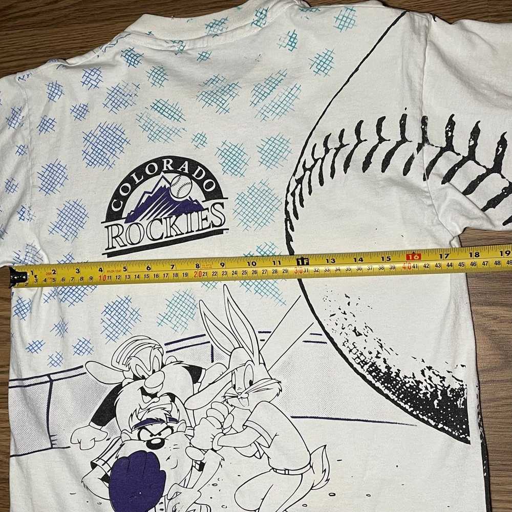 Vintage AOP Looney Tunes MLB T Shirt Colorado Roc… - image 8