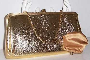 Vintage Gold Lame' After Five, L&M Clutch Handbag… - image 1