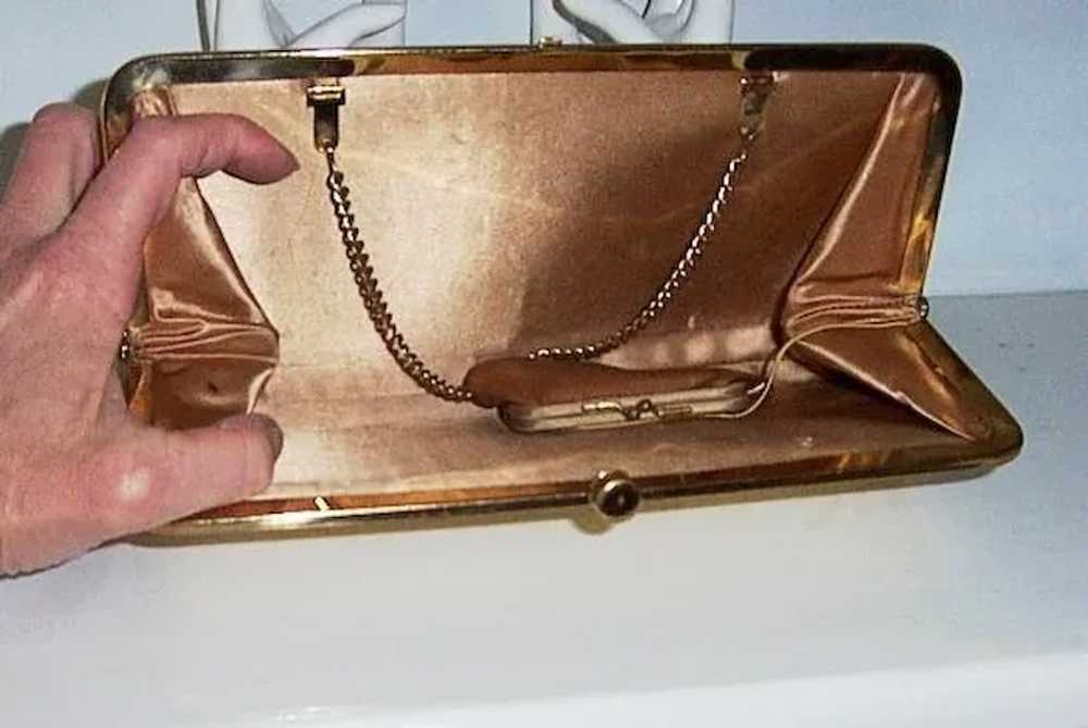 Vintage Gold Lame' After Five, L&M Clutch Handbag… - image 2