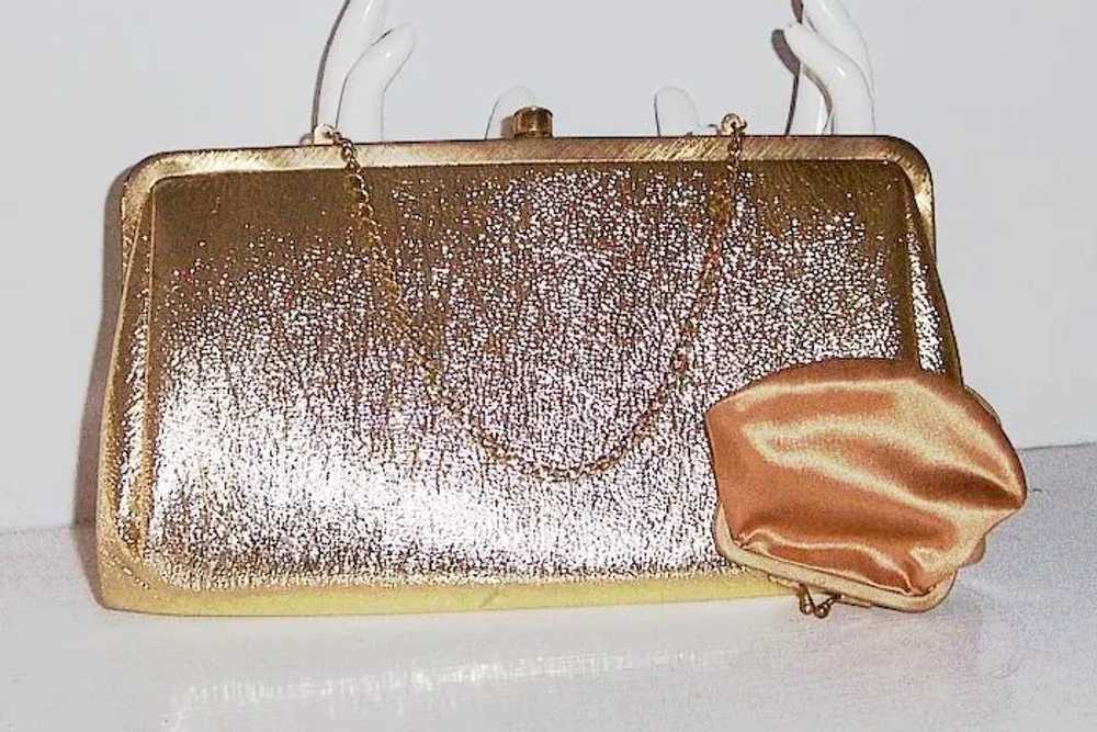 Vintage Gold Lame' After Five, L&M Clutch Handbag… - image 3