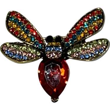 Multi Color Rhinestone Bee Insect Brooch