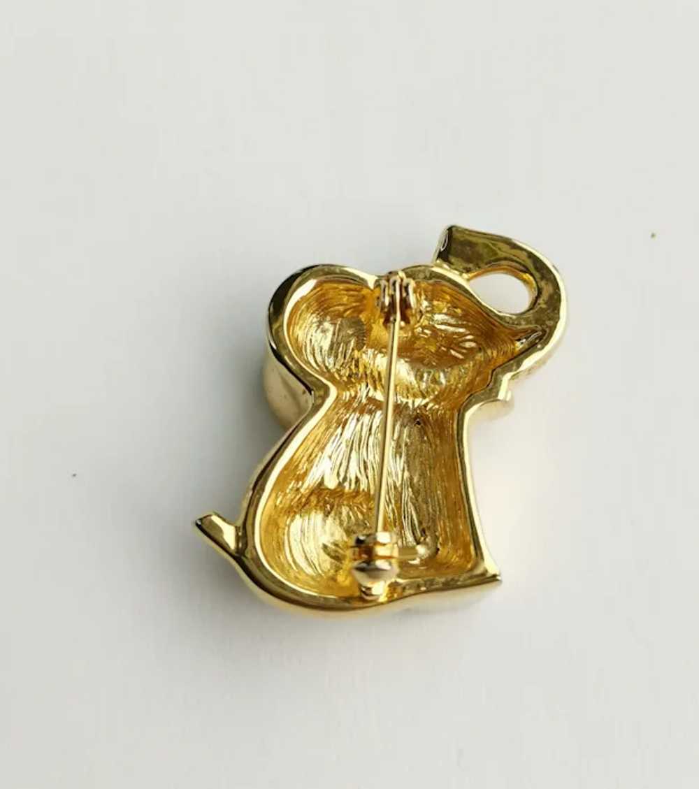 Vintage 70s Small Gold Tone Elephant Brooch Pin - image 3