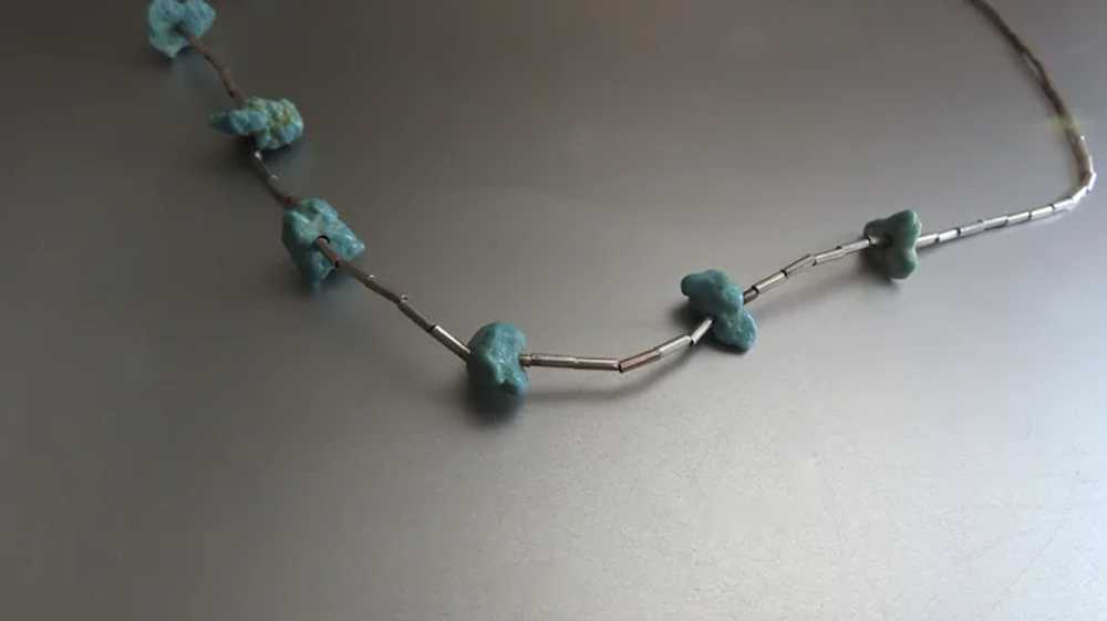 Vintage Liquid Silver Turquoise Necklace - image 11