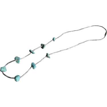 Vintage Liquid Silver Turquoise Necklace - image 1