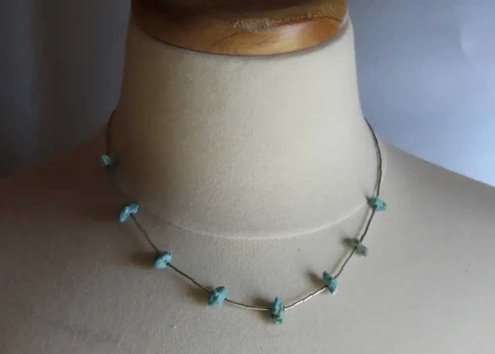 Vintage Liquid Silver Turquoise Necklace - image 3