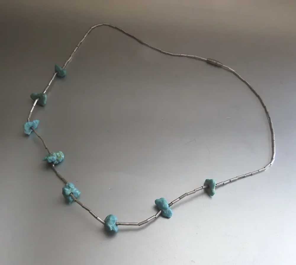 Vintage Liquid Silver Turquoise Necklace - image 6