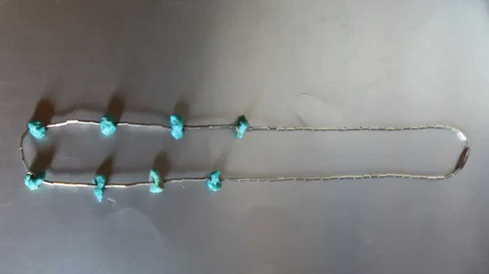 Vintage Liquid Silver Turquoise Necklace - image 9