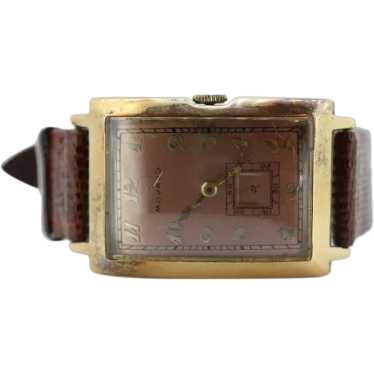 14k MOVADO Rectangle Manual Watch. Antique Mens Mo