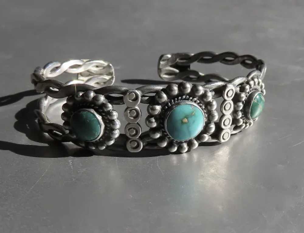 Vintage Native American Sterling Turquoise Bracel… - image 10