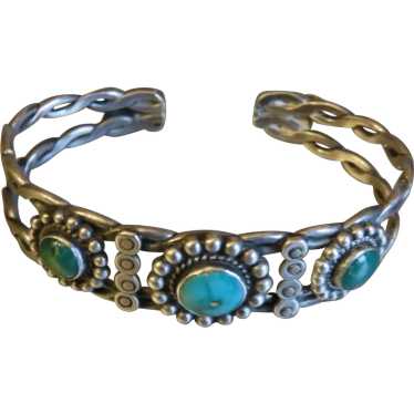 Vintage Native American Sterling Turquoise Bracel… - image 1