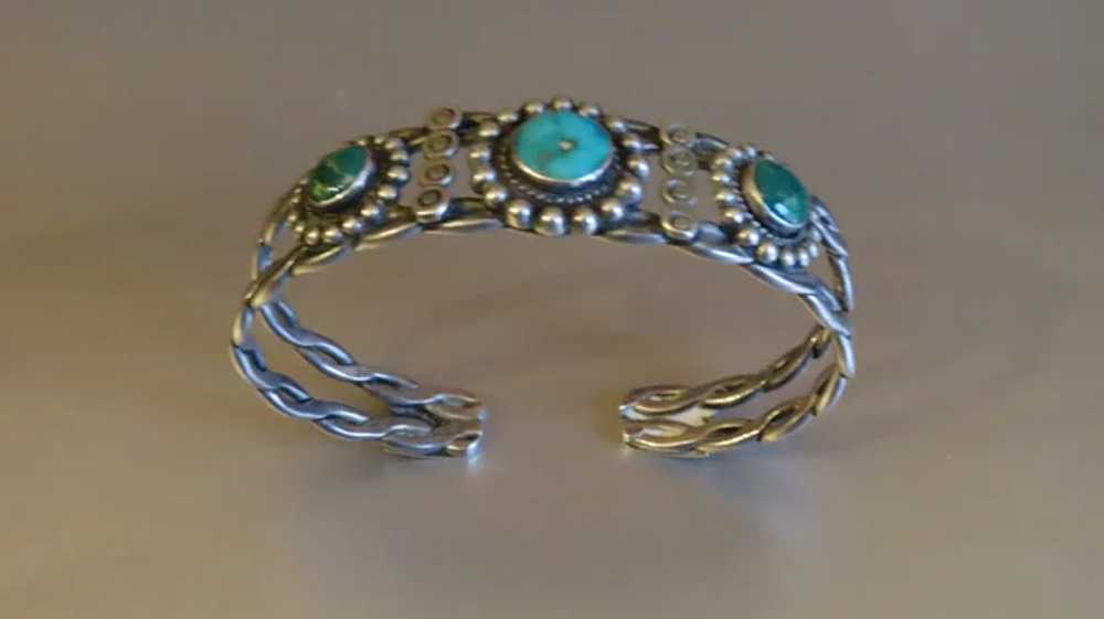 Vintage Native American Sterling Turquoise Bracel… - image 3