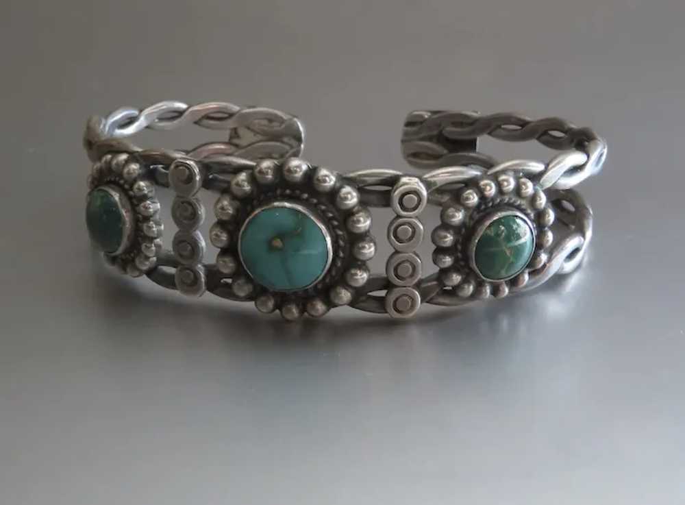 Vintage Native American Sterling Turquoise Bracel… - image 7