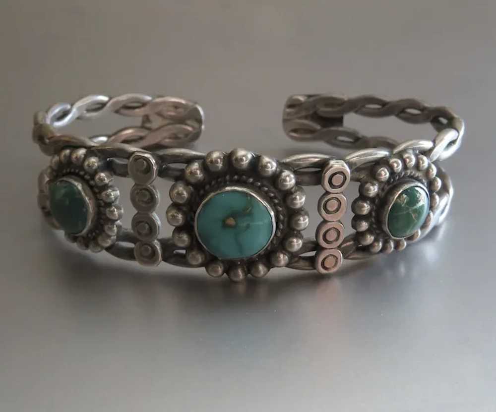 Vintage Native American Sterling Turquoise Bracel… - image 8