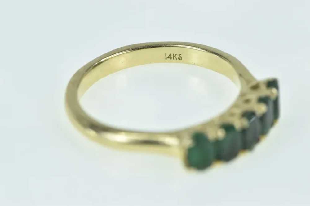 14K Five Stone Oval Emerald Statement Band Ring S… - image 3